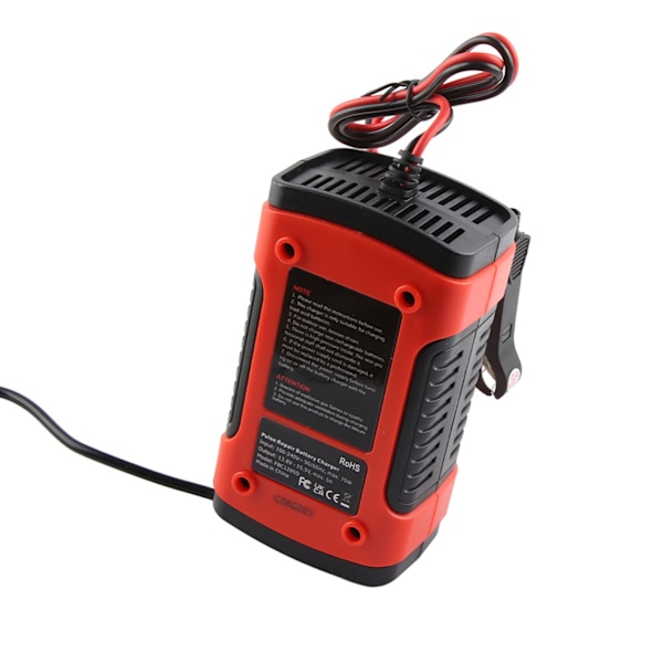 LCD-akkulaite 12V 5A - Korjaa ja lataa lyijyakkuja moottoripyörille ja autoille (EU-pistoke)