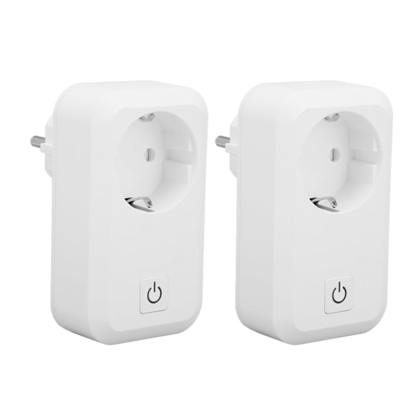 2 stk Smart WiFi-kontakt, Ladbar, Brannsikker, Trådløs Fjernkontroll, Stemmestyrt WiFi Smart Sokkelkontakt, EU-kontakt, 100‑250V