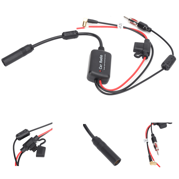 DAB-signaalivahvistin autoradioantenni FM/AM-radio AMP DC 12-24V 2-johtoliittimellä