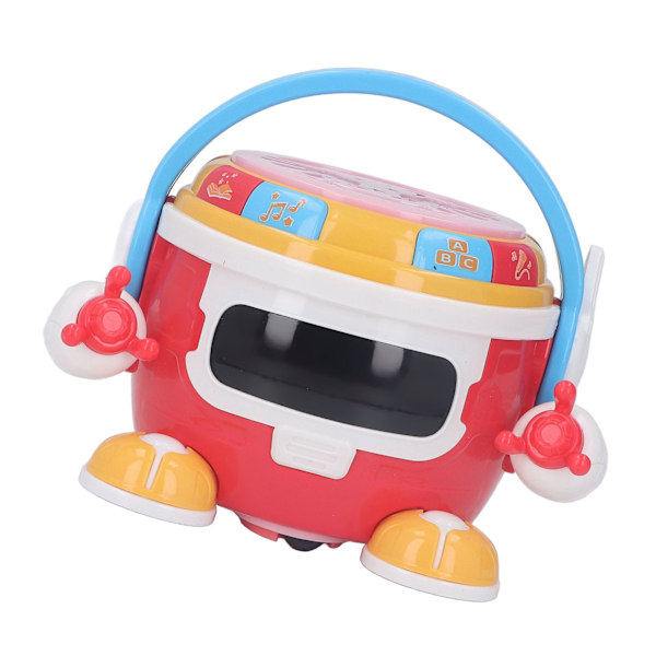 Baby Drum Robot Toy 360 ° Rotasjon Musikk Lys Projeksjon Sylindrisk Pedagogisk Barn Tromme Perkusjon Leke Gave Rød