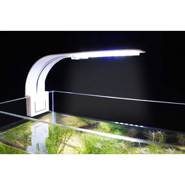 Mini Akvarium Klipslys med 24 Hvide og Blå LED'er - Ultra-Lille LED Lys til 30-40 cm Fisktanke (10W, Hvid)