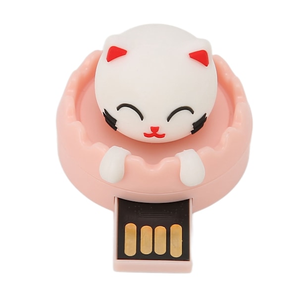 U DISK USB2.0 Gränssnitt Hot Swap Katt Tecknad Stil Portabel Vibrationsresistent Flash Drive för Säkerhetskopiering av Filer (Katt Cirkelspänne 32GB)