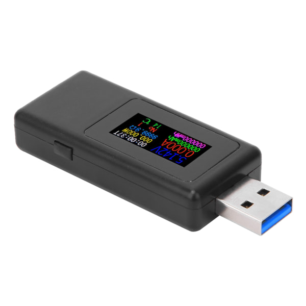 USB-ladertester 4-sifret nøyaktighet strømspenning batteritimingsmåler hvit/svart svart