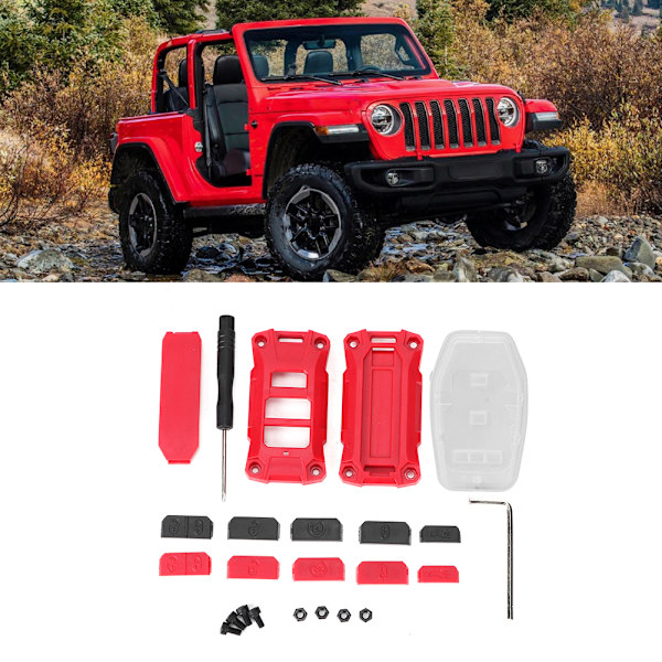 4 st Röda Bilknapp Nyckelskal Fodral Hölje Tillbehör Passar Jeep Wrangler JL 2018 +