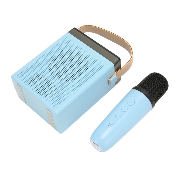 Set med RGB-ljus Uppladdningsbar Bluetooth högtalare med 1 trådlös mikrofon för Home Party KTV Blue