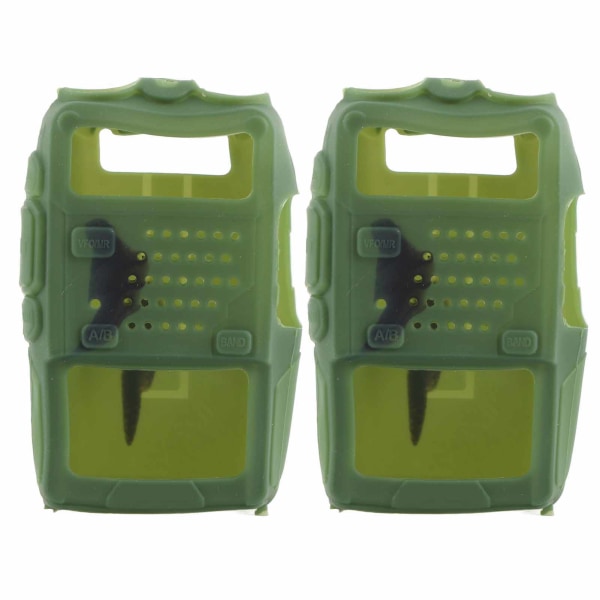 2ST Mini Walky Talky silikonskyddande mjukt cover Tvåvägs radioskydd för Baofeng UV5R (grön)