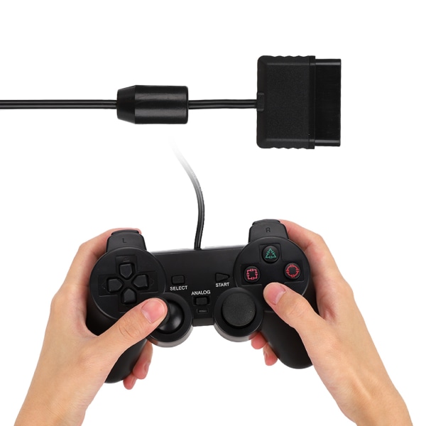 Dobbel motor svært sensitivt kablet gamepad-spillhåndtak for PS2-spillkonsollkontroller