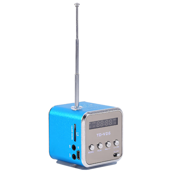 Moderigtig mini Bluetooth-højttaler med FM-radio, TF-kort og USB-stick support - blå