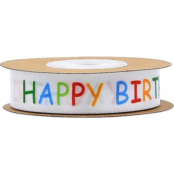 Glitter Happy Birthday Organza Nauha - 2 kpl, 10 jaardia, 15 mm, lahjapaketointi, askartelu