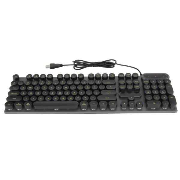 Gaming Keyboard USB Runde 104 nøgler Åndende Baggrundsbelyst Ergonomisk Vandtæt Kablet tastatur til stationær Bærbar PC Punk Sort