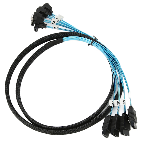 Mini SAS Kabel 4 SATA til 4 SATA Lige Buet Kabel 6Gbps Anti-Interferens Dobbelt Gruppe Skærmning SAS Kabel 0,5m / 1,6ft