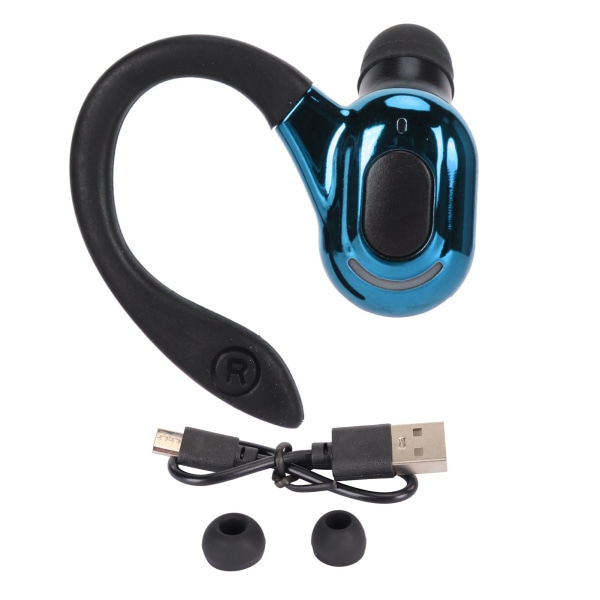 Bluetooth 5.2-headset HiFi Stereoljud HD-samtal Brusreducering IPX4 Vattentät trådlös Bluetooth hörlur Enkelöra Svart och Blå
