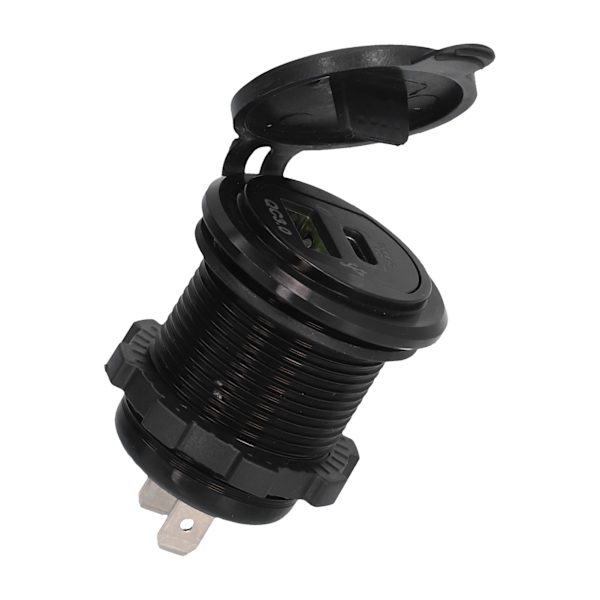 Modificeret Biloplader PD+QC3.0 Smart Hurtig Opladning TPYE C Sort Aluminiumlegeringsskal Grønt Baggrundslys