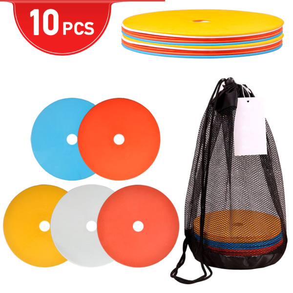 10 stk punktmarkører høy elastisitet PE 6,1 tommers diameter slitasjebestandige flate fotballkjegler assorterte farger