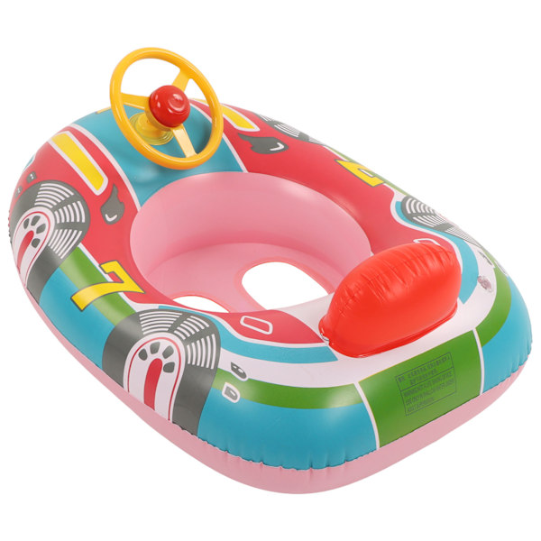 Uppblåsbar Yacht Pool Float med Styrratt PVC Anti-Läcka Benhål Toddler Swim Float för Simning Sommar Röd Botten