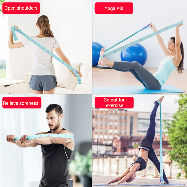 Yoga Pull Strap Bälte Elastiskt Danssträckningsband Loop Yoga Pilates Hem Gym Fitness Träning Motstånd Band