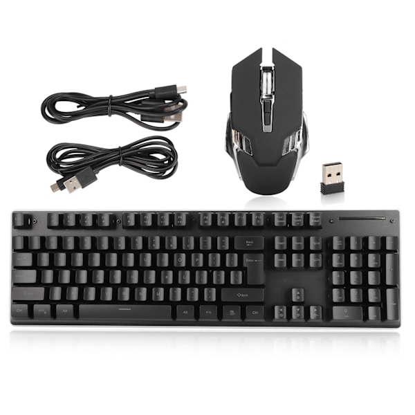 RGB Tangentbord Mus Combo LED Bakgrundsbelyst Uppladdningsbart 2000mAh Batteri 7D 3200DPI Möss Trådlöst Tangentbord Mus Set för PC Gamer