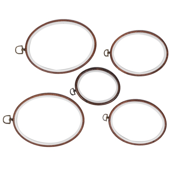5 st broderbågar Circle Cross&#8209;Stitch Hoop Ring Oval ram Retro DIY-tillbehörsverktyg