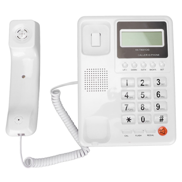 KXT8001CID Sladdtelefon Klassisk FSK DTMF Dubbelsystem Kontor Fast telefon med Nummerpresentation för Hem Hotell (Vit)