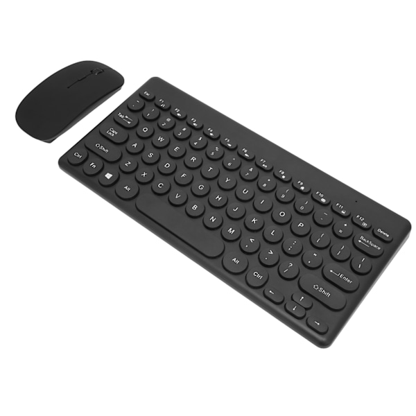 Trådlöst tangentbord och musset 2.4G 78-tangenter tangentbord 4-tangenter musknappar Mini datortillbehör för kontor Svart