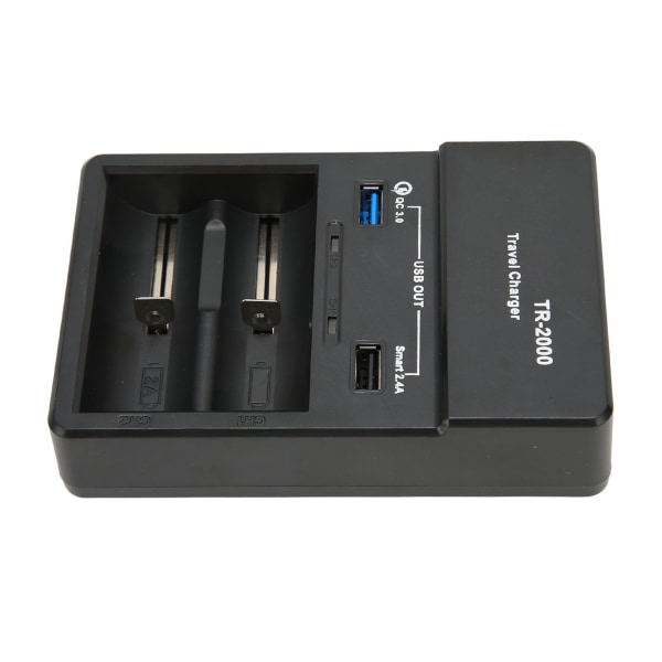 2-plats Smart 18650-laddare med USB QC3.0-utgång för 26650 18650 18350 17670 17500 16340 14500 AA AAA SC C Batteri 110‑240V EU-kontakt