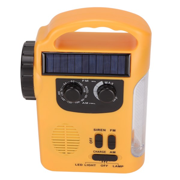 RD339 Solardriven Radio med Handvev Hög Ljusstyrka Stabil Multifunktionell FM AM Väderradio med LED-Ficklampa för Utomhusbruk