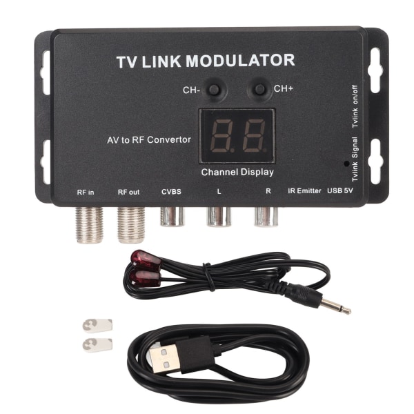 TV Link Modulator Justerbar Understøttelse PAL NTSC AV til RF-konverter med USB-opladningskabel til AV-kilde Set Top-bokse