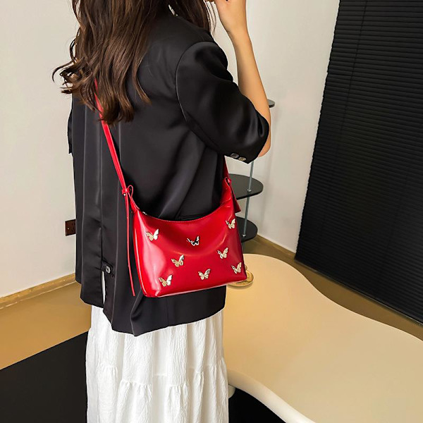 2024 Oversized Bucket Tote Taske Mode Stor Kapacitet Crossbody Taske Dametaske red