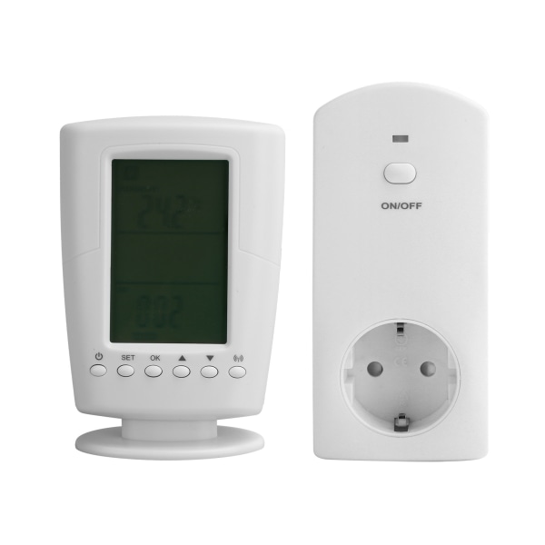 LCD-temperaturkontroll med bakgrundsbelysning Trådlös fjärrkontroll Programmerbar termostatuttag EU 230V 16A 50Hz 3680W Max