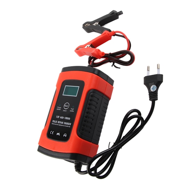 LCD-akkulaite 12V 5A - Korjaa ja lataa lyijyakkuja moottoripyörille ja autoille (EU-pistoke)