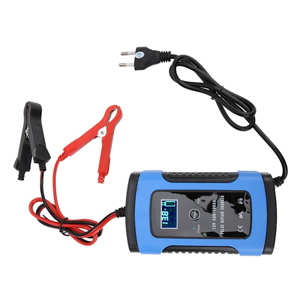 Intelligent 12V/6A motorcykelbatterilader - digitalt display, reparationsværktøj [EU-stik]
