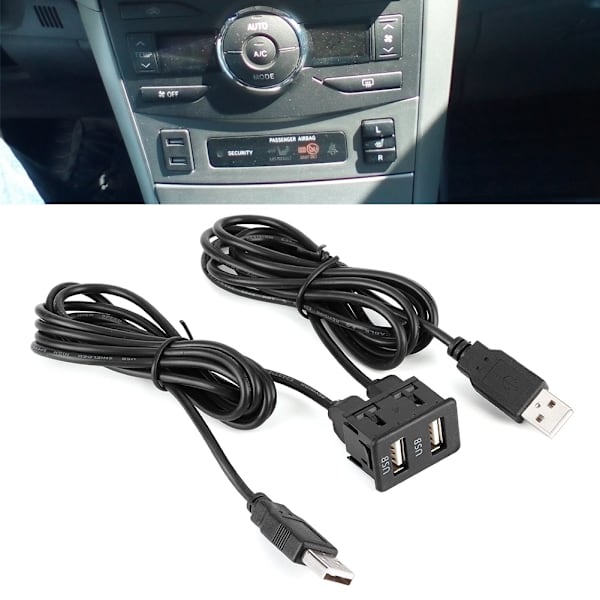 1,5 m Instrumentbräda Kabeladapter 2 Port Bilfäste Infälld Sladd för Lastbil Båt