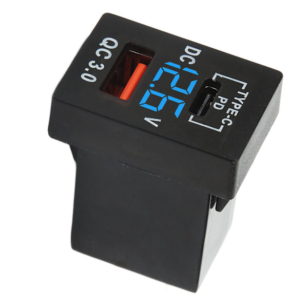 Biloplader Socket QC 3.0 Hurtig Opladning 12‑24V Spændingsdisplay til Biler Motorcykler Autocampere