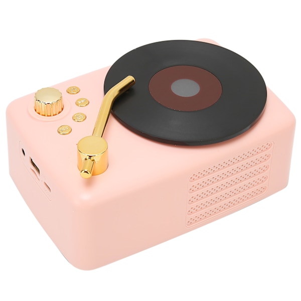 Bluetooth-kaiutin Stereo USB-lataus Retro-levysoittimen muotoilu Kannettava Mini Langaton Kaiutin Kotijuhliin Matkustamiseen Vaaleanpunainen