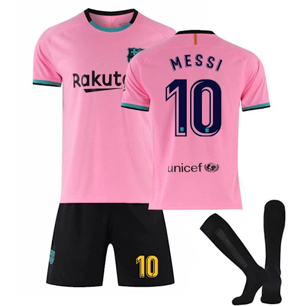 Børnefodbold sæt udebane og hjemmebane T-shirt sæt 21/22-20 21 Barcelona hjemme Mej 20 21 Barcelona hjemme Messi 10 børn pink XS