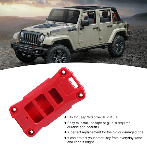 4 st Röda Bilknapp Nyckelskal Fodral Hölje Tillbehör Passar Jeep Wrangler JL 2018 +