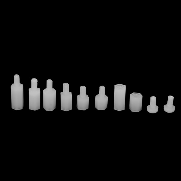 300 kpl nailonista valmistettuja eristysmuttereita ja -ruuveja F M M3, monikäyttöisiä (valkoinen)