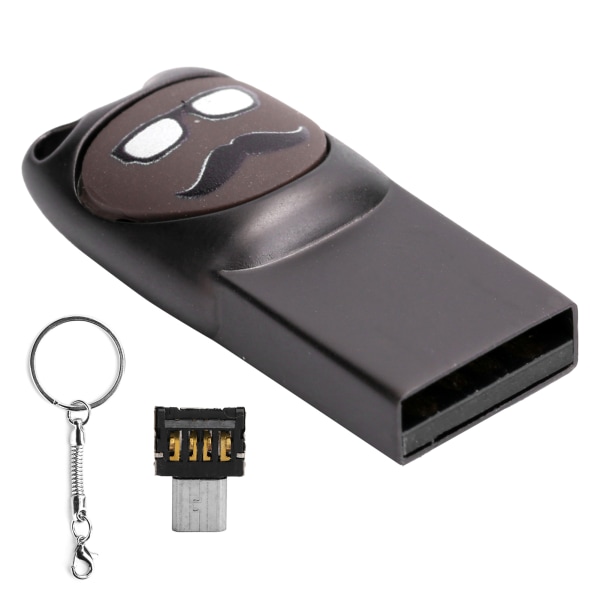 U Disk Tecknad Mustaschmönster USB minne Dator Datalagring Memory Stick32GB Grå