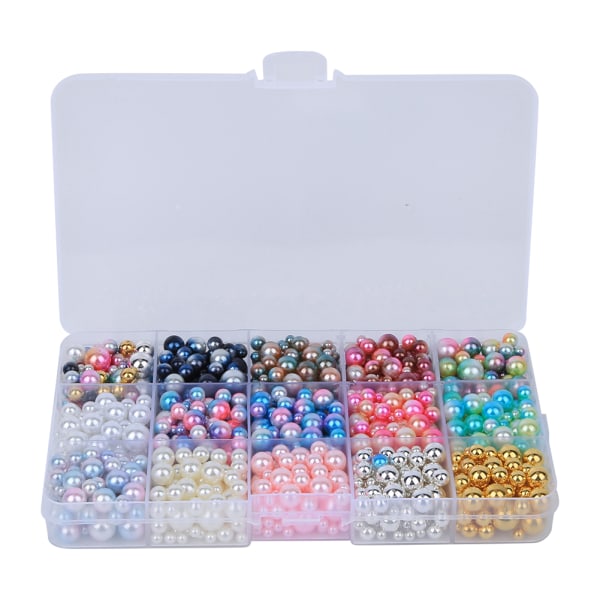 1140 stk æske ABS imiteret perler runde ikke-hul farvede kunstige perler til smykker DIY