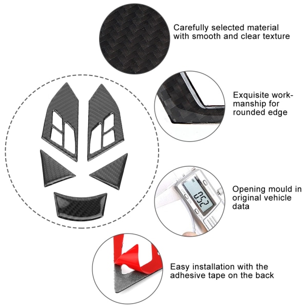 5 stk. Carbon Fiber Rat Knap Trim Cover Stickers Passer til 5 Series E60 2004-2010