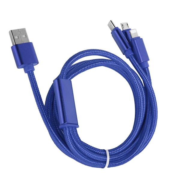 3 in 1 nylon usean USB pikalatauskaapeli IOS/C-tyypin/Micro USB -portteihin Blue