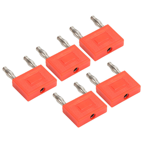 5PCS Dobbel rad bananpluggkontakt Nikkelbelagt kobber 2-veis dobbel bananplugg for høyttalerledninger Rød