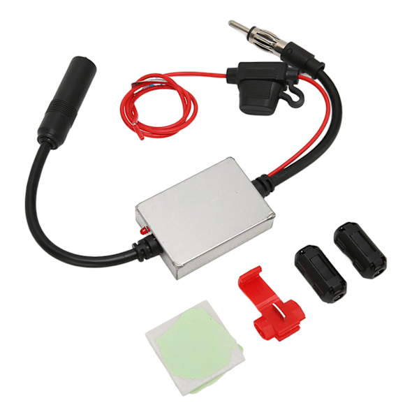 Bil Stereo FM Radio Antenn Signal Stabilisator med 12V Ström DIN Plugg Kontakt för Marin Husbil Lastbil SUV