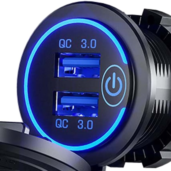 Autolaturi USB Moniporttinen QC3.0 Pikalataus Tupakansytytтинadapteri Matkailuautoihin Laivoihin Moottoripyöriin Sininen Valo