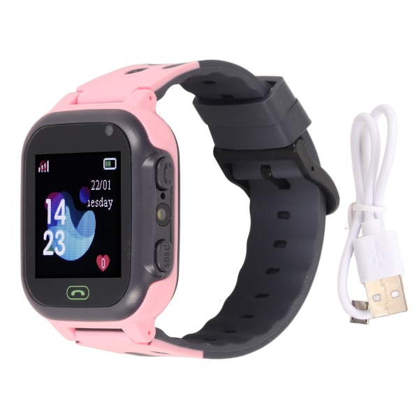 Børne Smartwatch 1,44 tommer farveberøringsskærm Børns Smart Watch 2G GSM Telefonopkald LBS Positionering SOS Spil Klasseværelsestilstand Pink