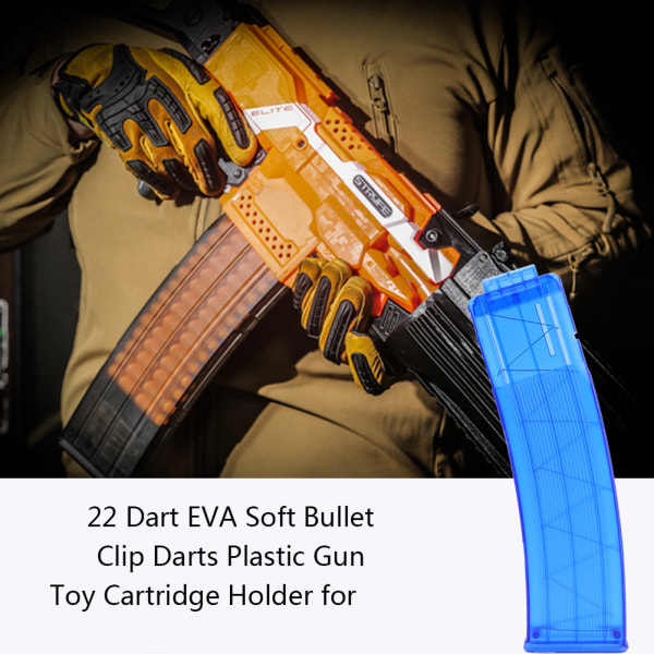 22 Dart EVA Soft Bullet Clip Dart Plastpistol Lekepatronholder (blå)