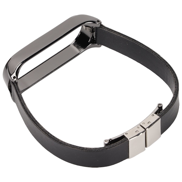 Læderrem Kompatibel med Xiaomi Mi Band 6 Smartwatch Udskiftningsrem Armbånd Håndledsrem Sort Krop Sort Skal