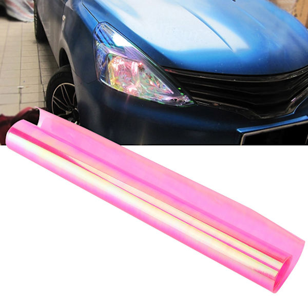Värikäs vaaleanpunainen auton ajovalon kalvosuoja Auto Wrap -tarra (30*120cm)