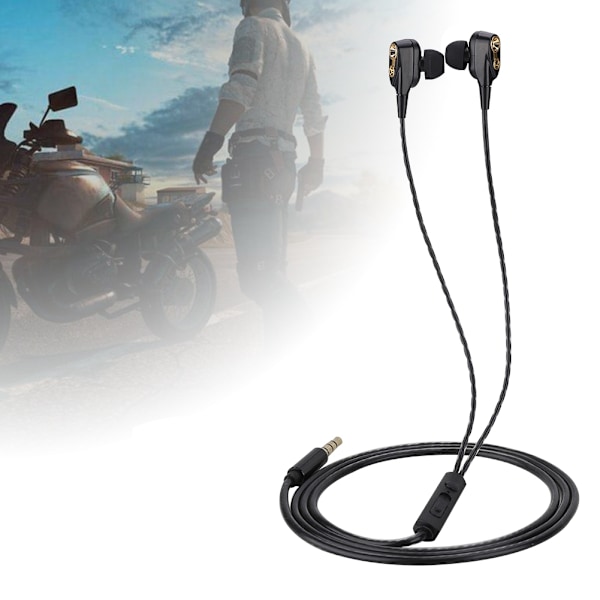 Komfortable in-ear-spillhodetelefoner - 3,5 mm kablede stereohøretelefoner (svarte)