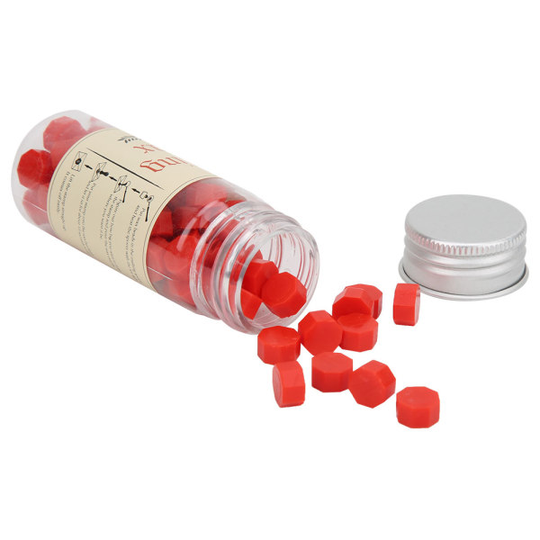 Oktangulær forseglingsvoksperleflaske pakket voksforseglingsstempel DIY-sett for konvoluttbrevBright rød